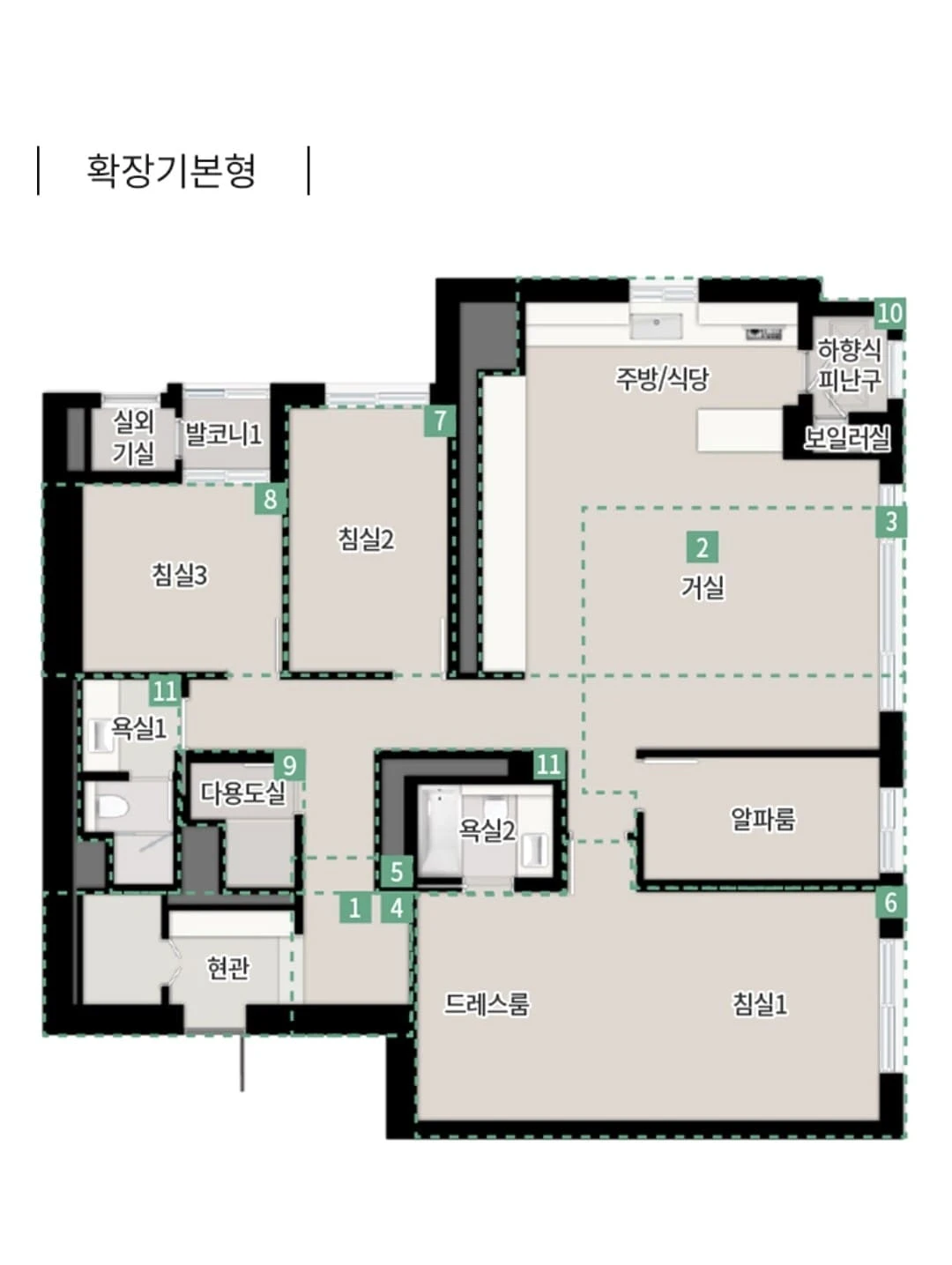 한강 리버프론트 푸르지오 모델하우스 전용면적 122㎡ 타입 평면도