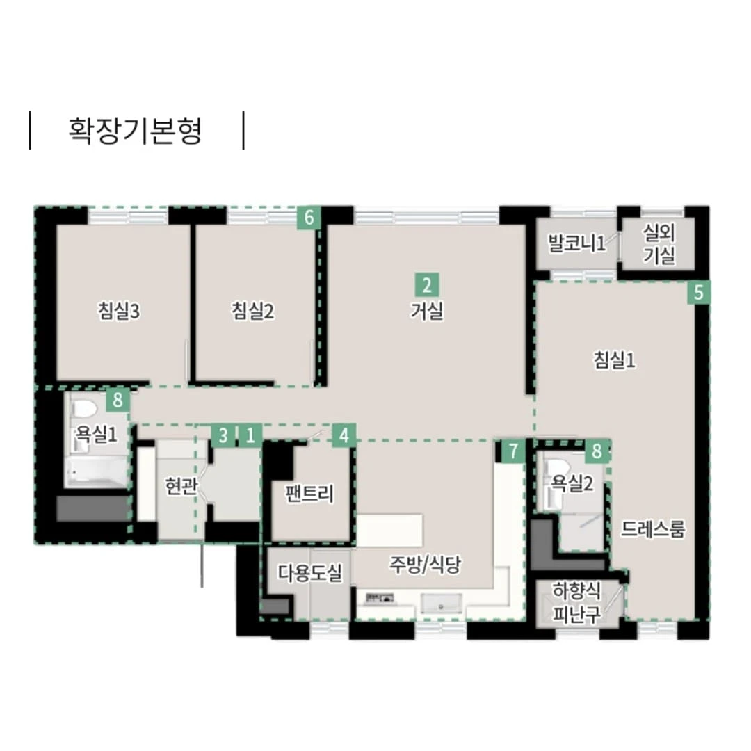 한강 리버프론트 푸르지오 모델하우스 전용면적 84㎡C 타입 평면도